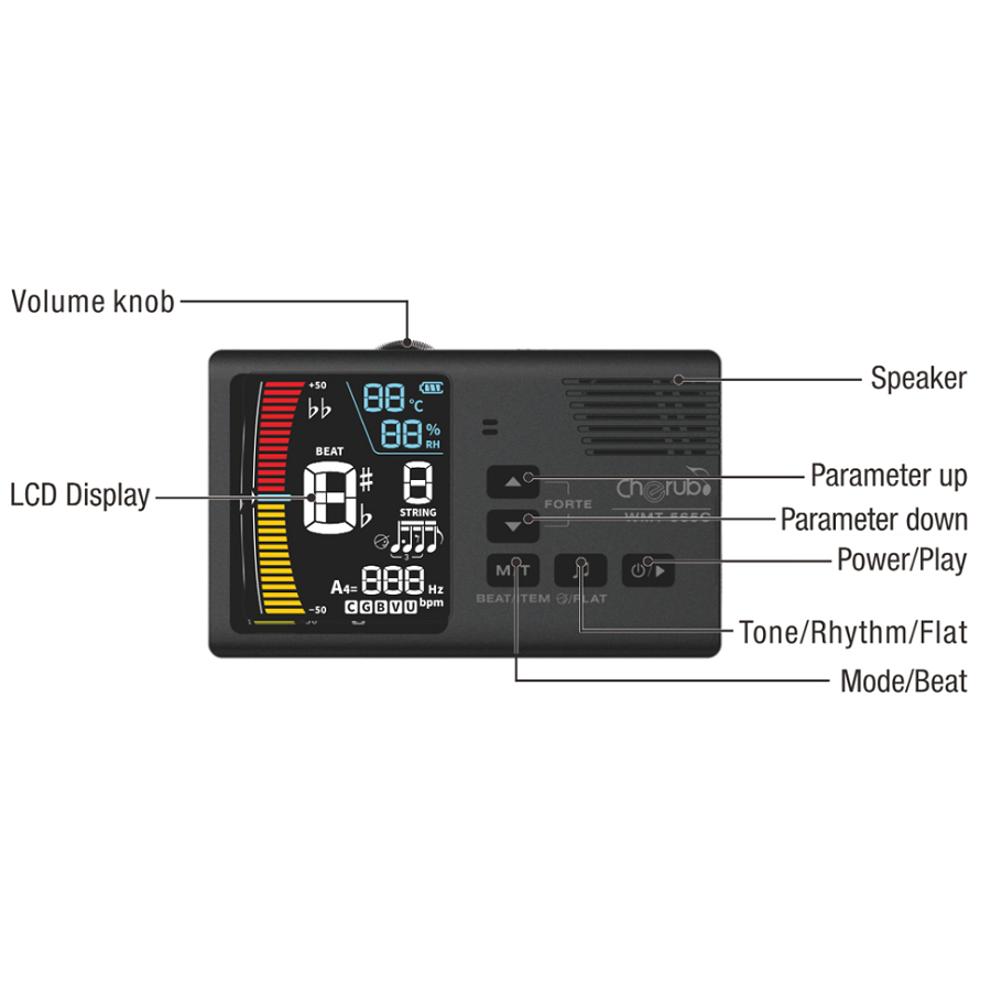 Cherub WMT565C Metronom, tuner, instrumente cu coarde