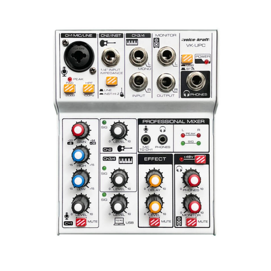 VoiceKraft VKUPC Mixer pasiv 2 canale Mono/1 Stereo, interfață USB, Bluetooth