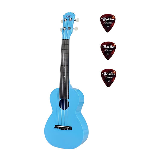 Korala PUC20LBU – Ukulele concert din policarbonat, albastru deschis, spate cu camere acustice