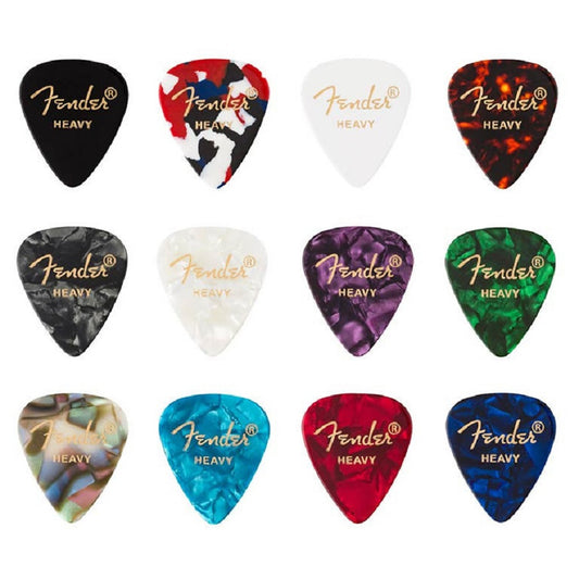 Fender Set pene de chitara celluloid medley 12 bucati, heavy, mix