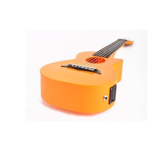 Korala PUG40EOR – Set ukulele electric (guitarlele), policarbonat, portocaliu, 69 cm, cu 3 pene
