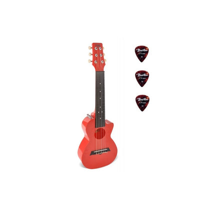 Korala PUG40ERD – Set ukulele electric (guitarlele), policarbonat, roșu, 69 cm, cu 3 pene
