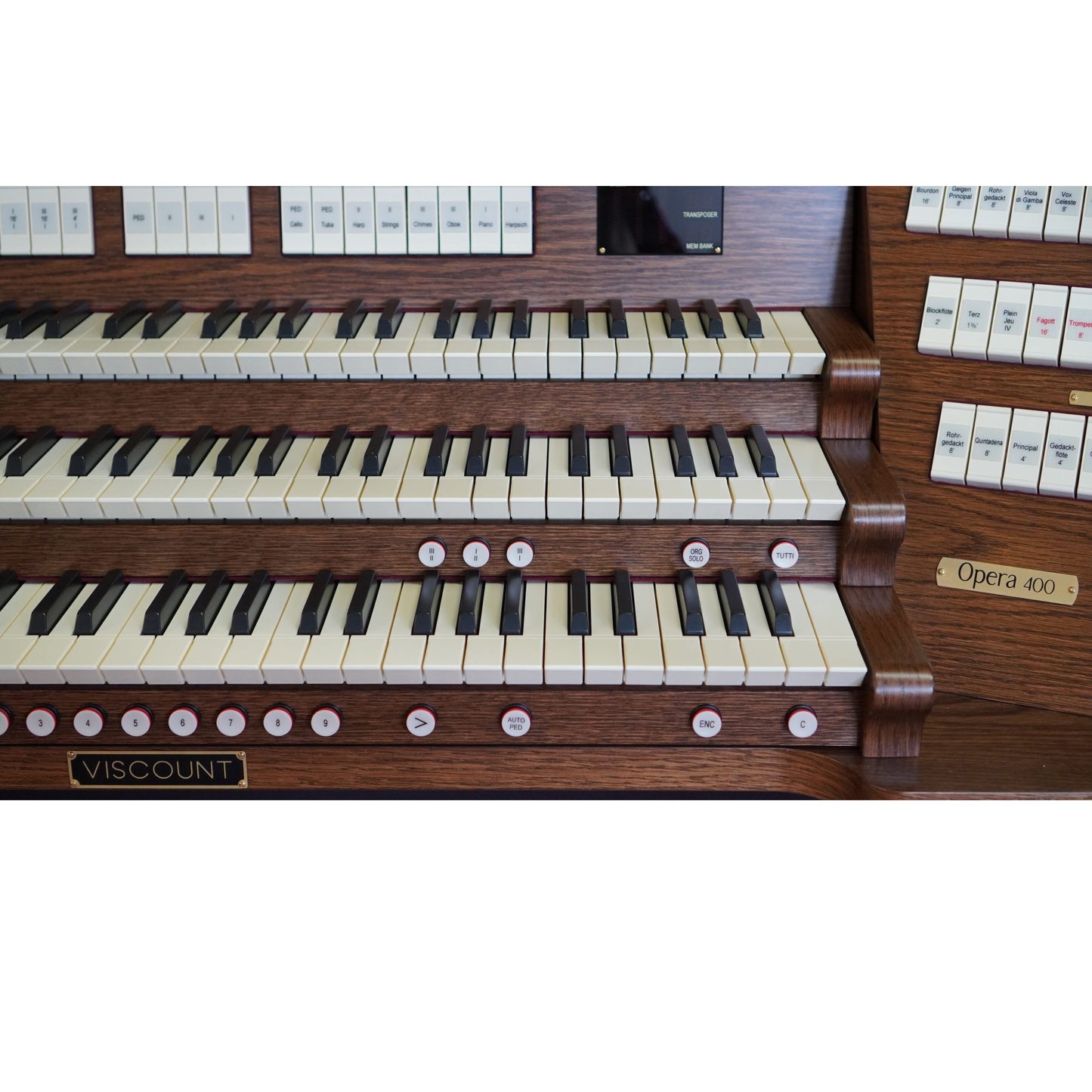 Viscount Opera 400 – Orga de biserică digitală cu trei claviaturi, pedalier cu 32 de note, 55 de registre + 8 voci orchestrale, Physis Plus