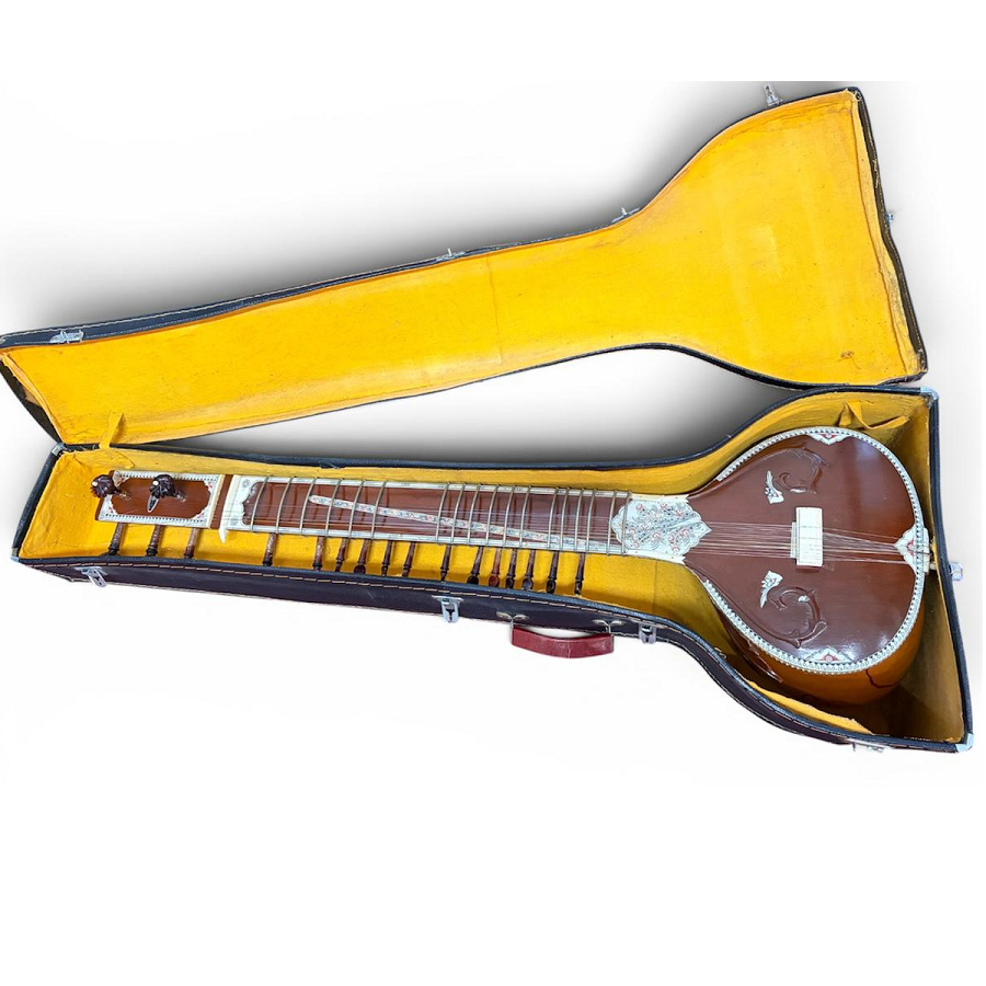 Sitar, Szitár Instrument de Colecție, Made in India, cutie, stare bună