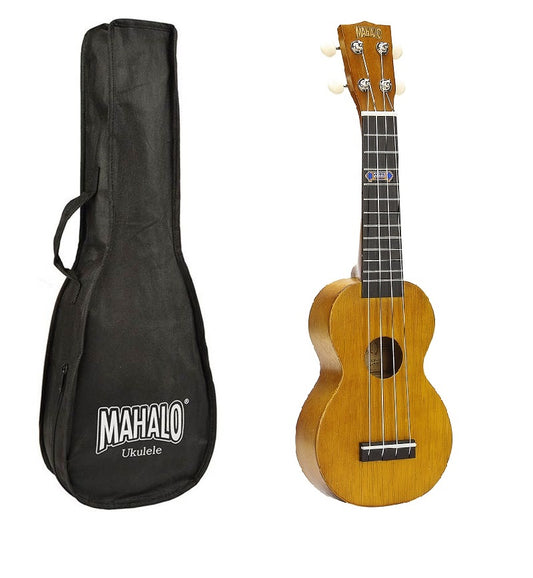 Mahalo MK1PWTBR – Set ukulele sopran Kahiko Plus Series, maro transparent, cu husă