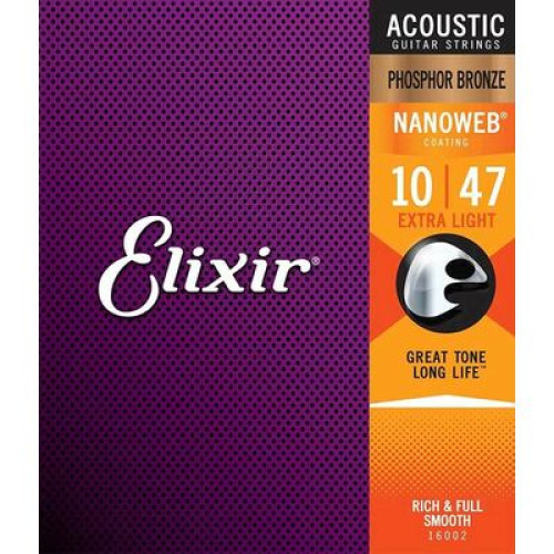 EL16002 Elixir Nanoweb Set corzi chitara acustica phosphor bronz extra light, 010-047