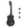 UKS15BK Korala Set ukulele sopran 3 pene, negru mat, fara husa