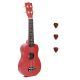 UKS15RD Korala Set ukulele sopran 3 pene, rosu mat, fara husa