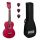 ML2CR Mahalo Set ukulele concert  finisaj rosu Cherry Red, 3 pene, cu husa