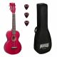 ML2CR Mahalo Set ukulele concert  finisaj rosu Cherry Red, 3 pene, cu husa