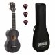 ML1SH Mahalo Set ukulele sopran finisaj negru Smoke Haze, 3 pene, cu husa