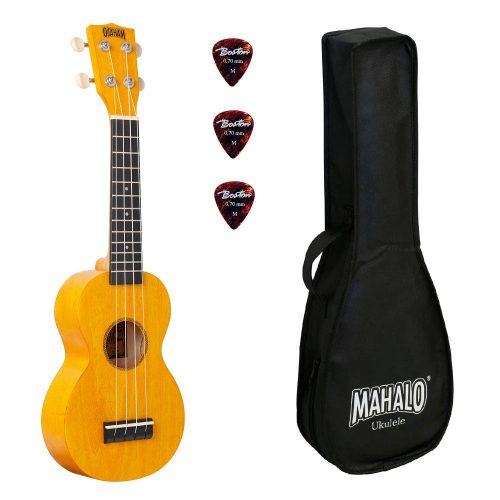 ML1SF Mahalo Set ukulele sopran finisaj galben Sunflower, 3 pene, cu husa