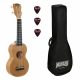 ML1SD Mahalo Set ukulele sopran finisaj natur Sand Dune, 3 pene, cu husa