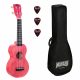  ML1CP Mahalo Set ukulele sopran finisaj roz Coral Pink, 3 pene, cu husa