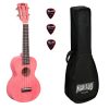 ML2CP Mahalo Set ukulele concert finisaj roz Coral Pink, 3 pene, cu husa