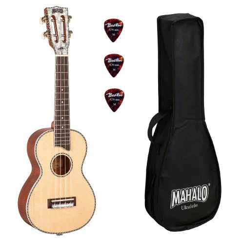 MP2 Mahalo Set ukulele concert finisaj natur Pearl, 3 pene, cu husa