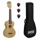 ML2SD Mahalo Set ukulele concert, finisaj crem Sand dune, 3 pene, cu husa